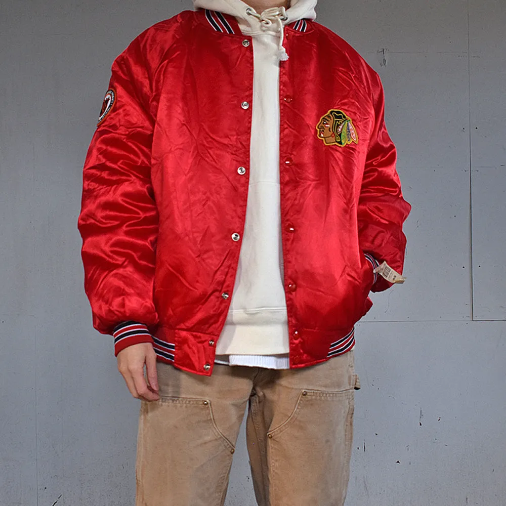 90’s デッドストック！ “NHL Chicago Blackhawks” スタジャン アワードジャケット 230107