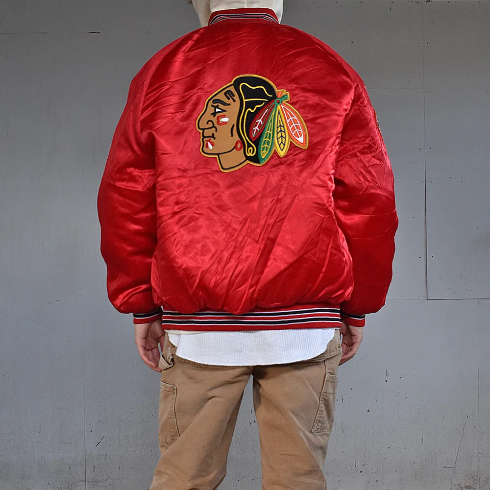 90’s デッドストック！ “NHL Chicago Blackhawks” スタジャン アワードジャケット 230107
