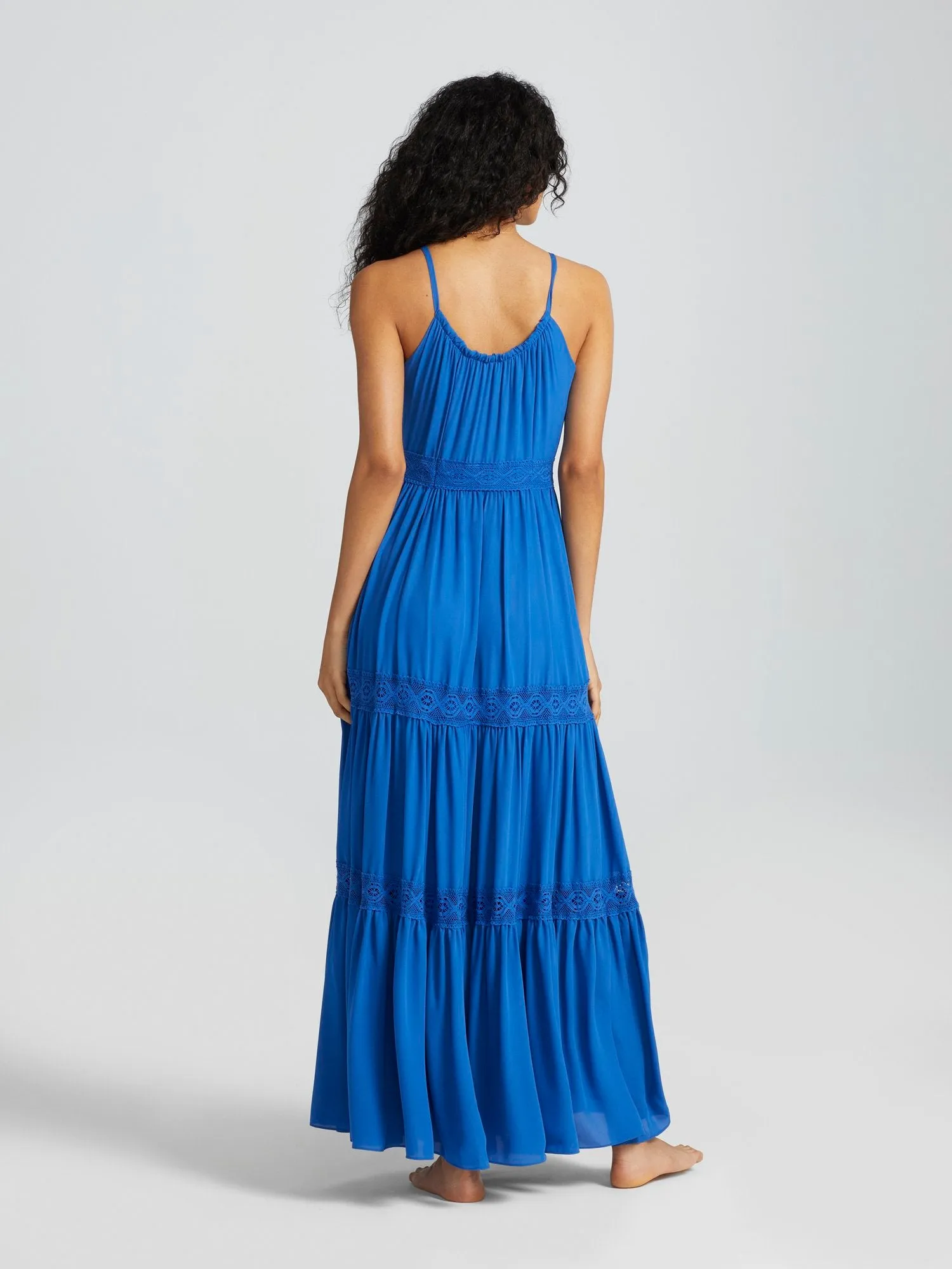 Adanna Lace-Detail Tiered Maxi Dress