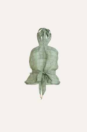 Angelique Jade Green Silk Halter Tie Top