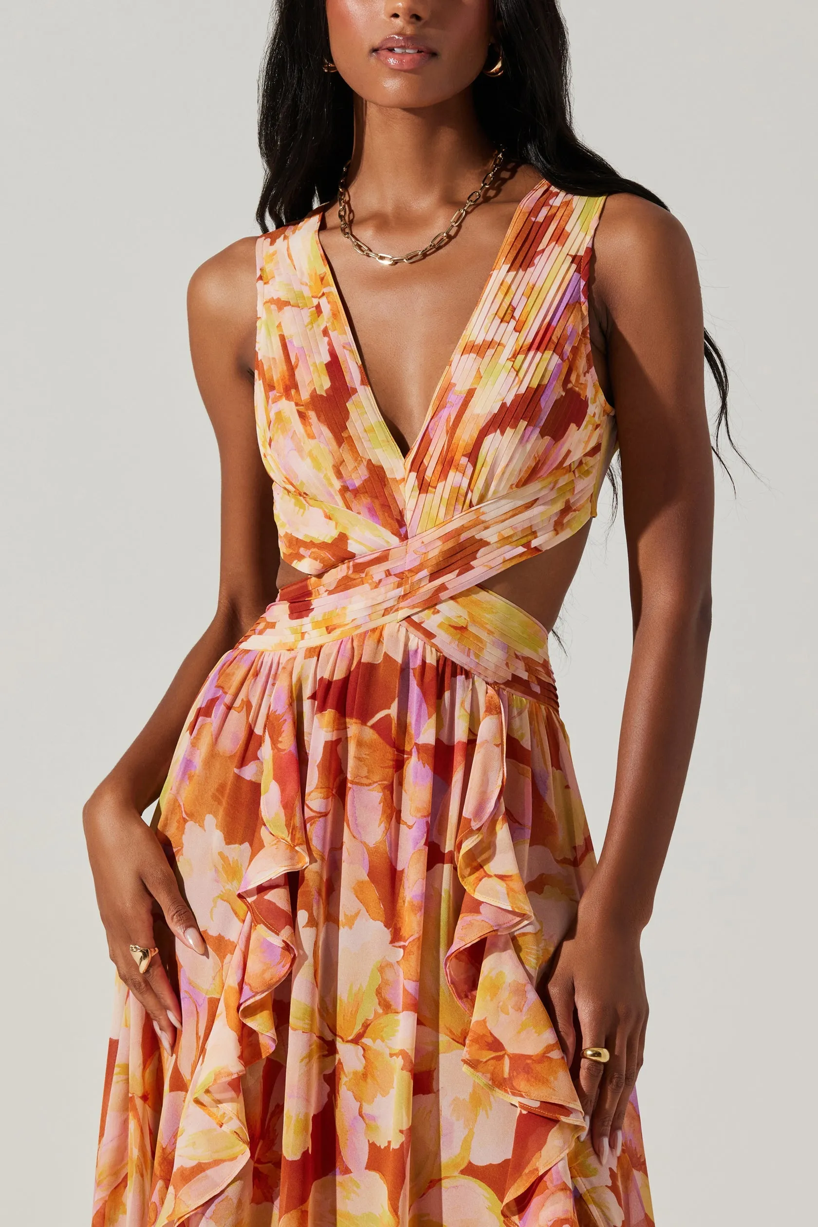 ASTR The Label Noya Dress in Rust Yellow