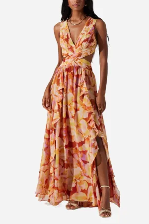 ASTR The Label Noya Dress in Rust Yellow