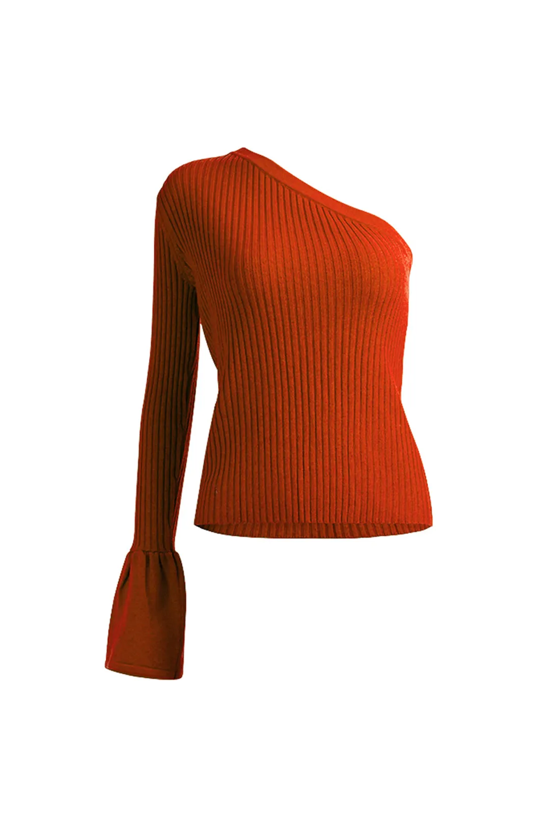 Asymmetrical off-shoulder top | Slim knit top | Street top