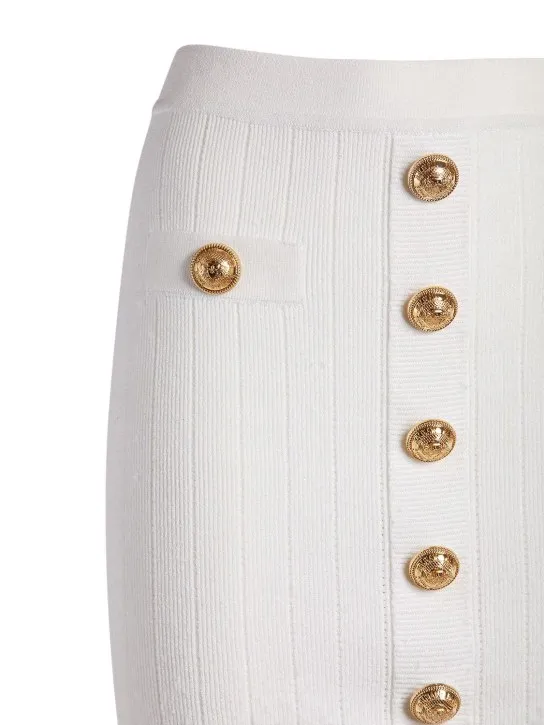 Balmain   Ribbed knit mini skirt w/ buttons 