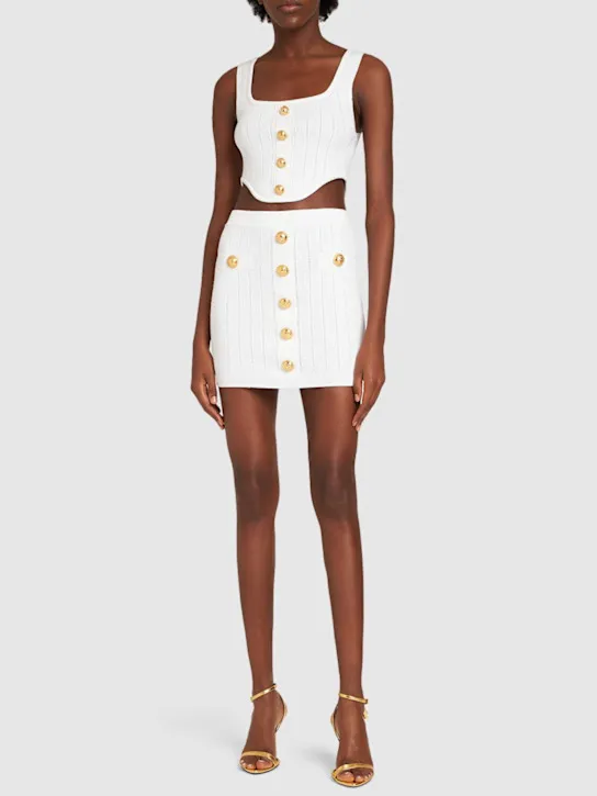 Balmain   Ribbed knit mini skirt w/ buttons 