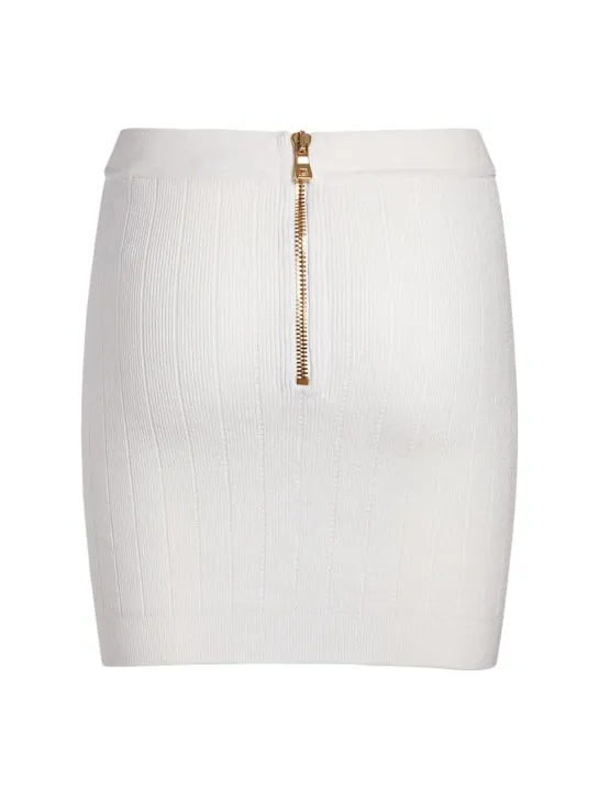 Balmain   Ribbed knit mini skirt w/ buttons 