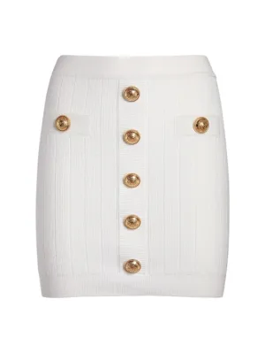 Balmain   Ribbed knit mini skirt w/ buttons 