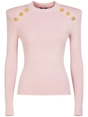 Balmain   Viscose knit long sleeve top w/buttons 