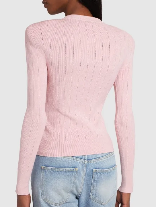 Balmain   Viscose knit long sleeve top w/buttons 