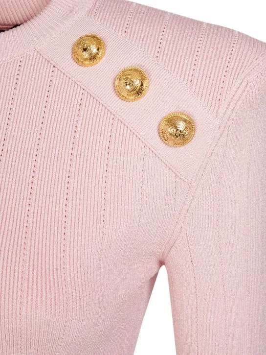 Balmain   Viscose knit long sleeve top w/buttons 