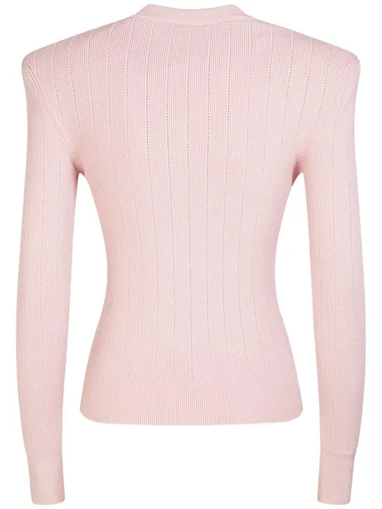Balmain   Viscose knit long sleeve top w/buttons 