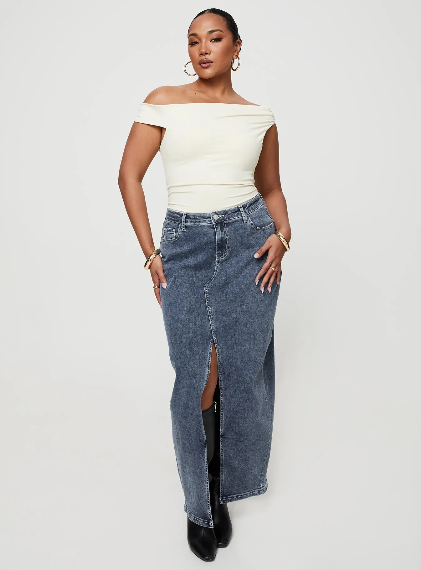 Batkins Maxi Skirt Dark Wash Denim