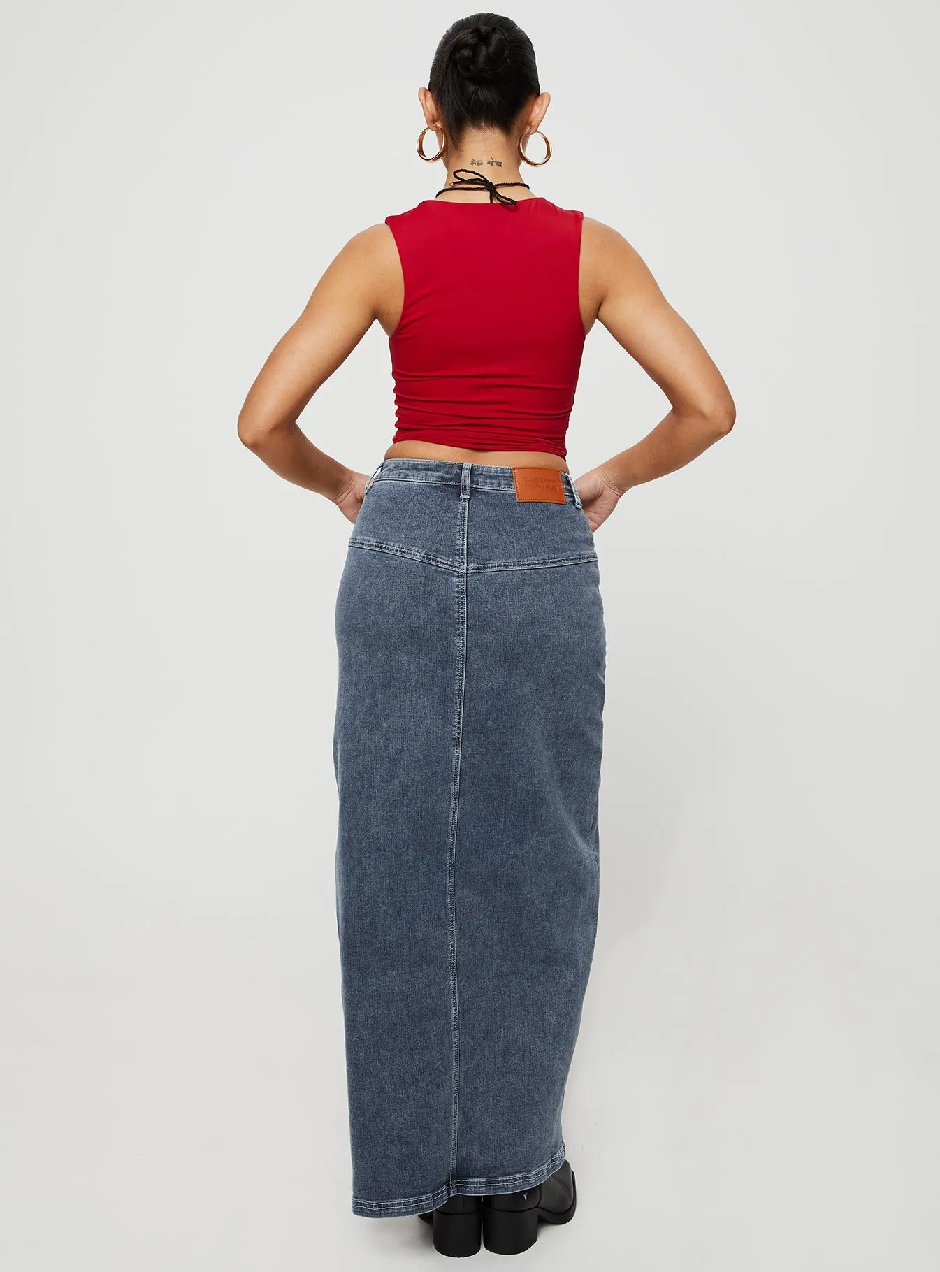 Batkins Maxi Skirt Dark Wash Denim