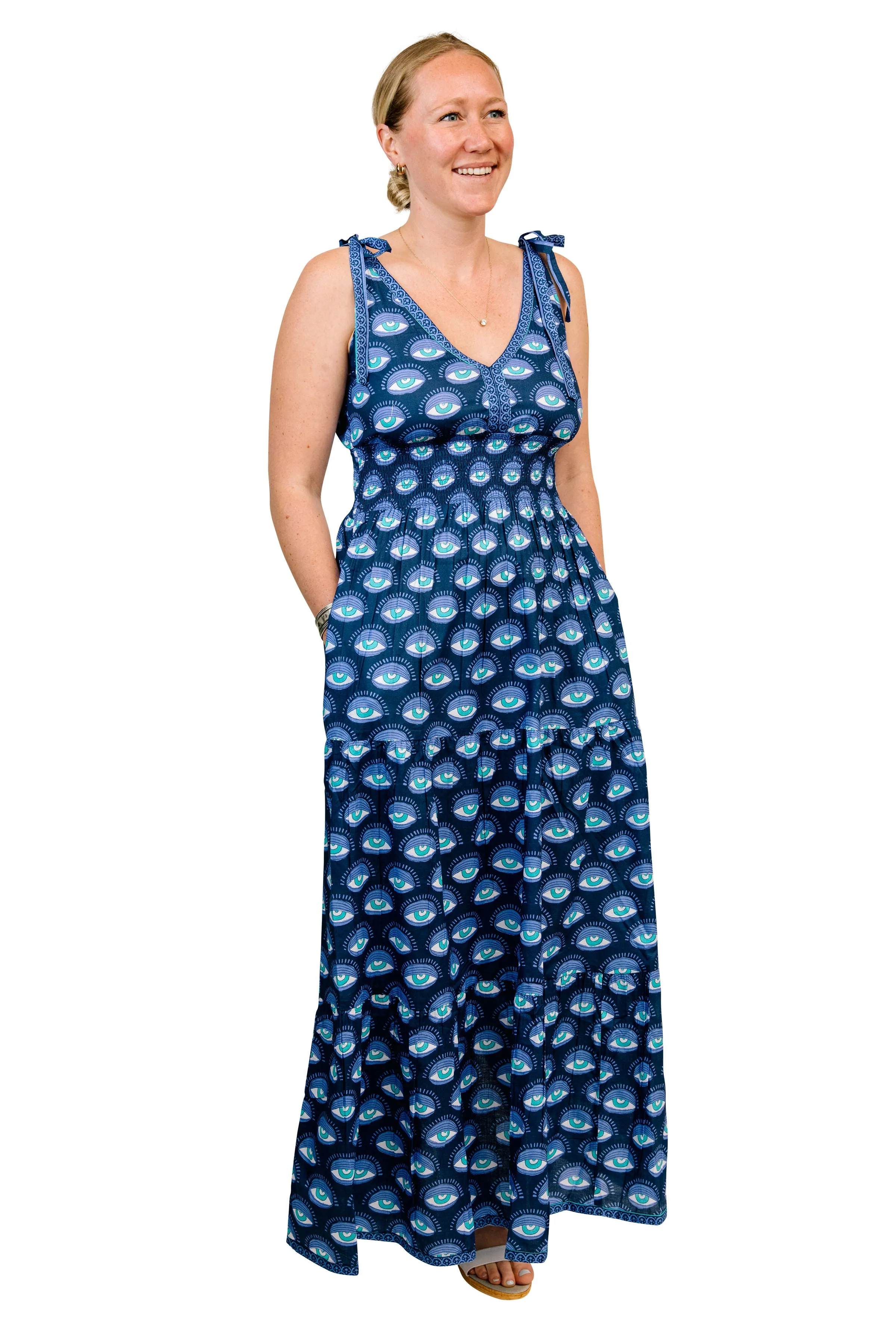 Beaufort Tie Top Maxi in Eye Print