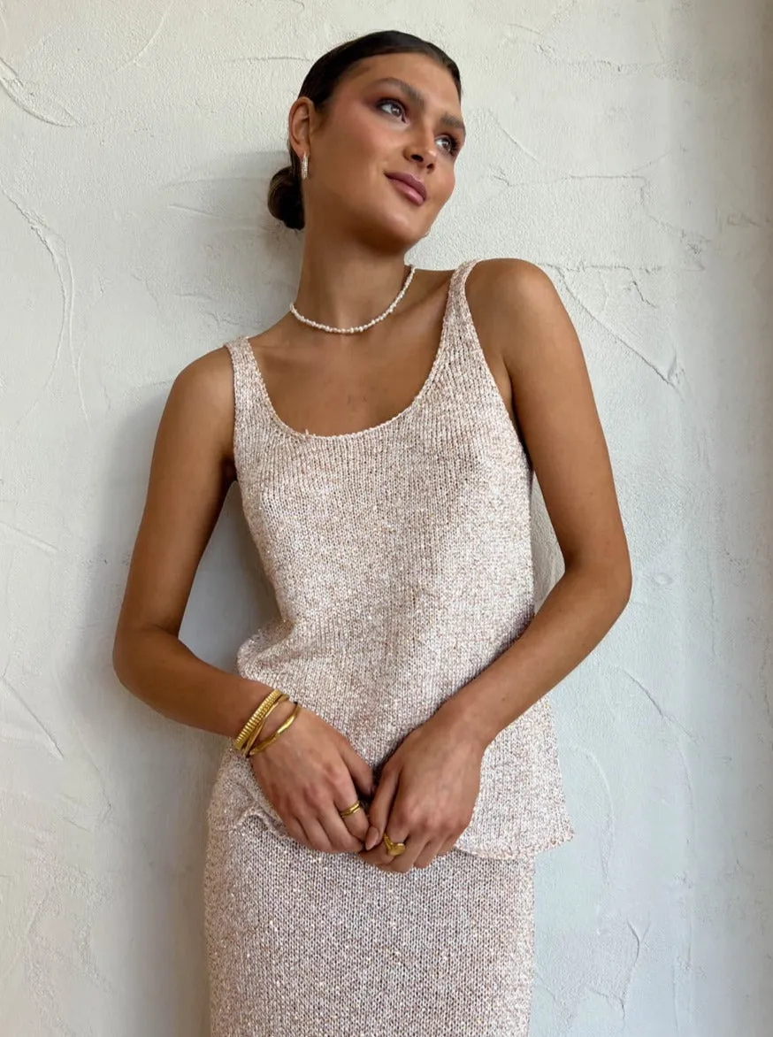 Bec and Bridge Sadie Sequin Knit Maxi Skirt in Golden