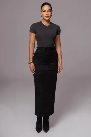 Black Joy Suede Maxi Skirt