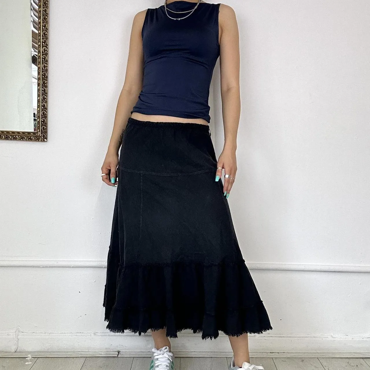 black linen maxi skirt
