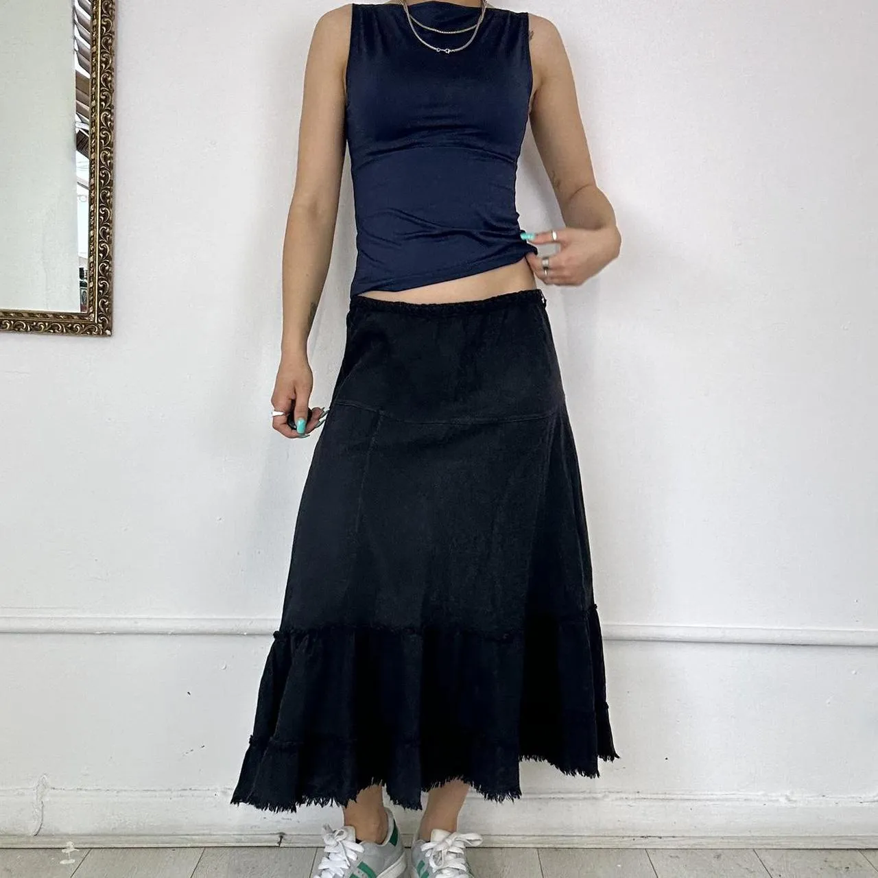 black linen maxi skirt