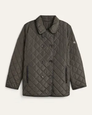 Blake Quilted Peacoat | Forest Green / Black