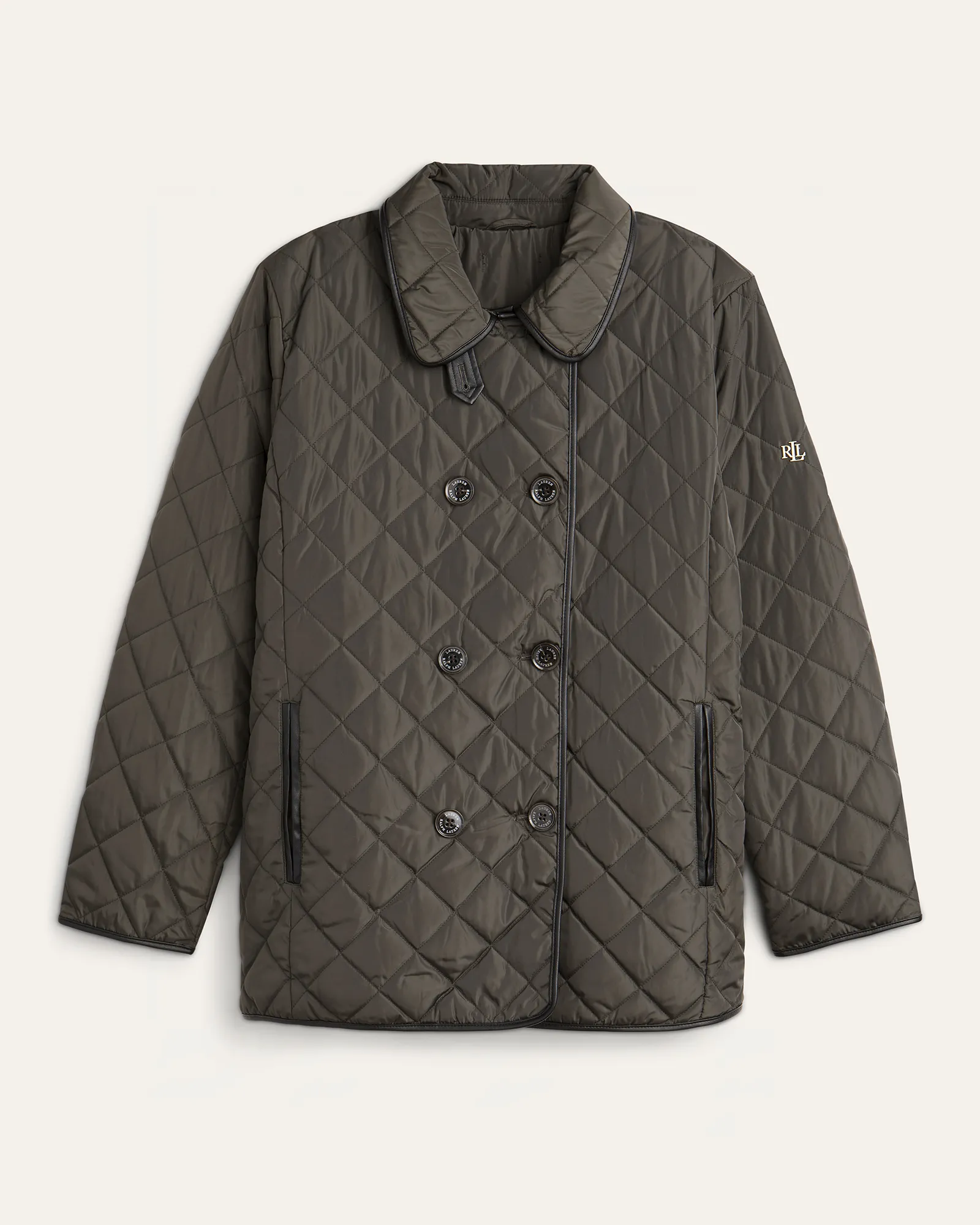 Blake Quilted Peacoat | Forest Green / Black