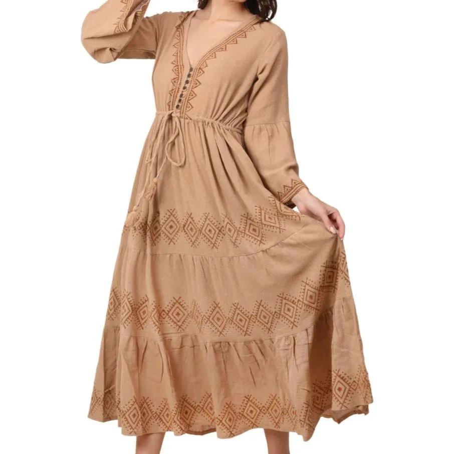 Block Printed Maxi Dress