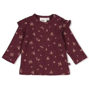 BLOOMING MEADOW - Fancy Knit Allover Print Ruffle Top