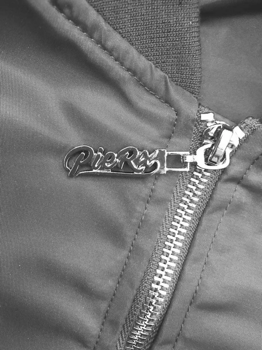 Bomber Jacket - Black Satin Gray Wolf