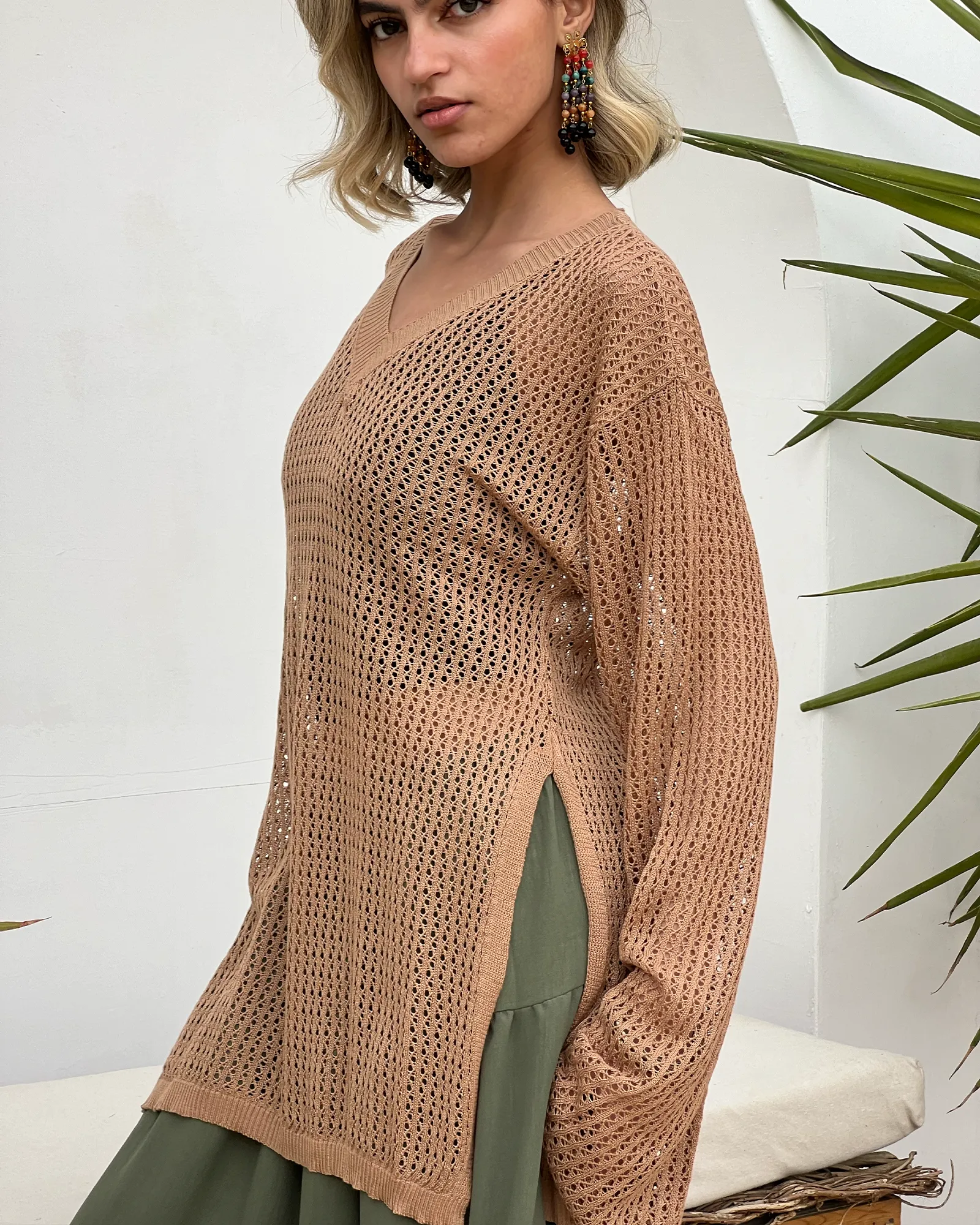Brown Summer Knit top