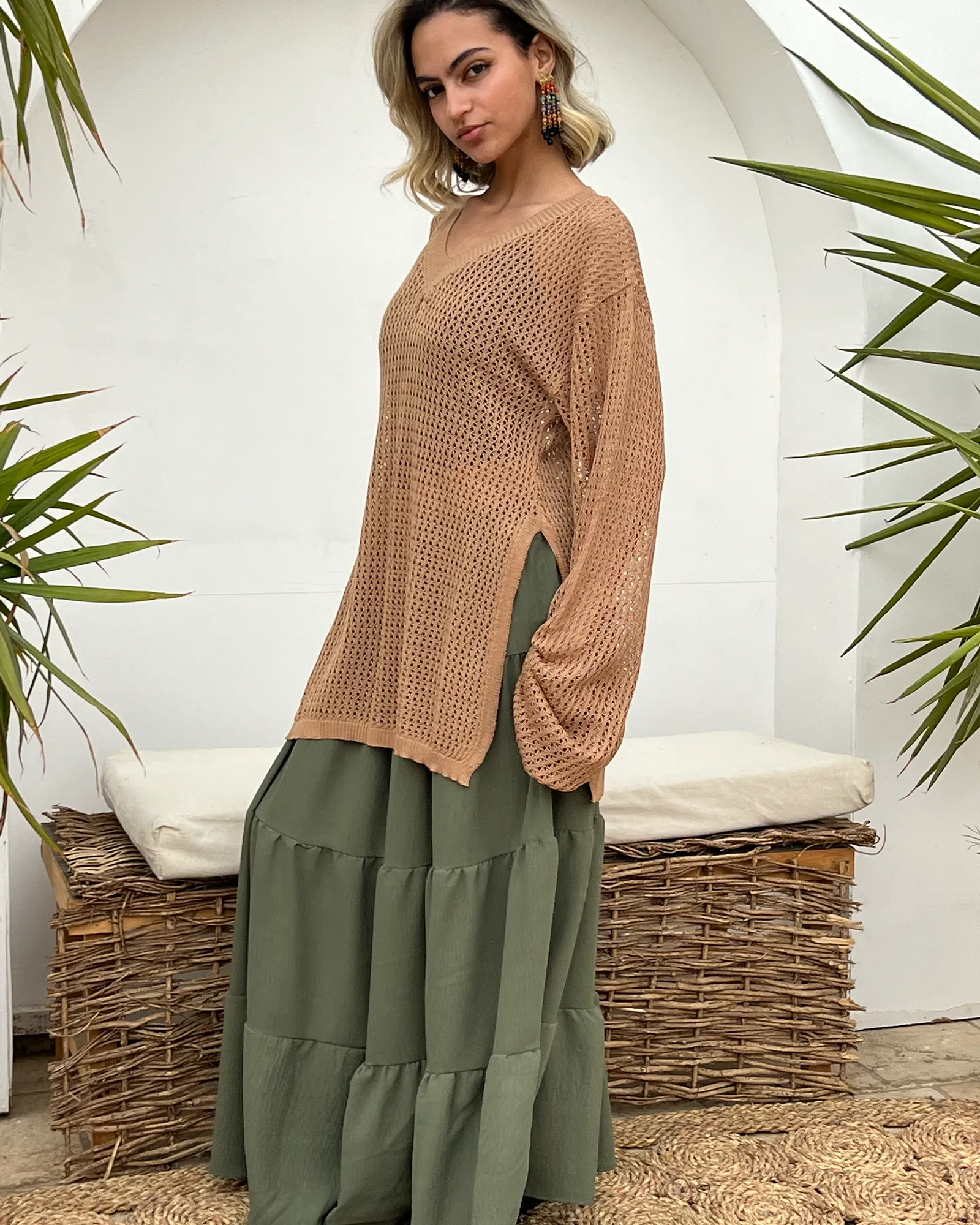Brown Summer Knit top