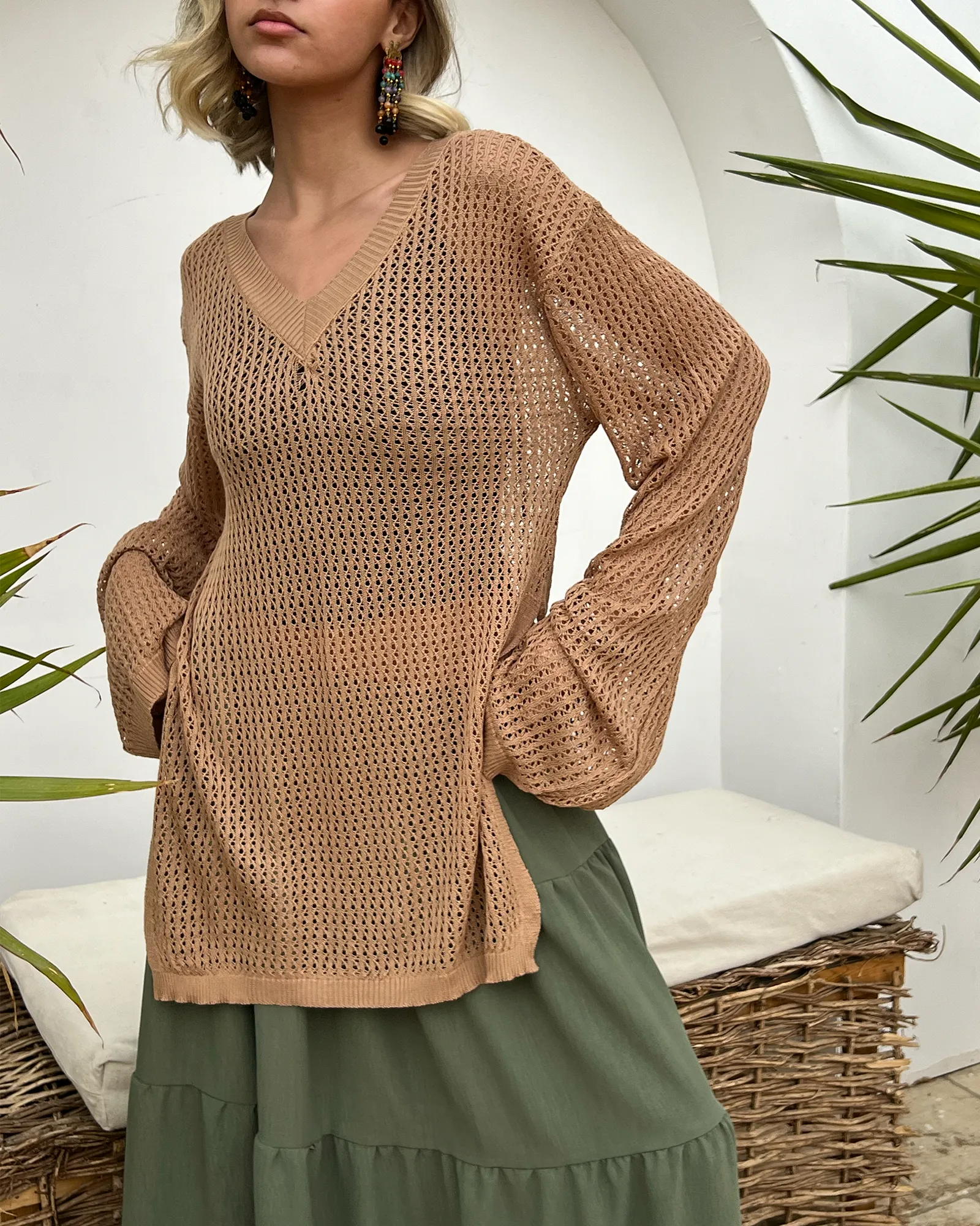 Brown Summer Knit top