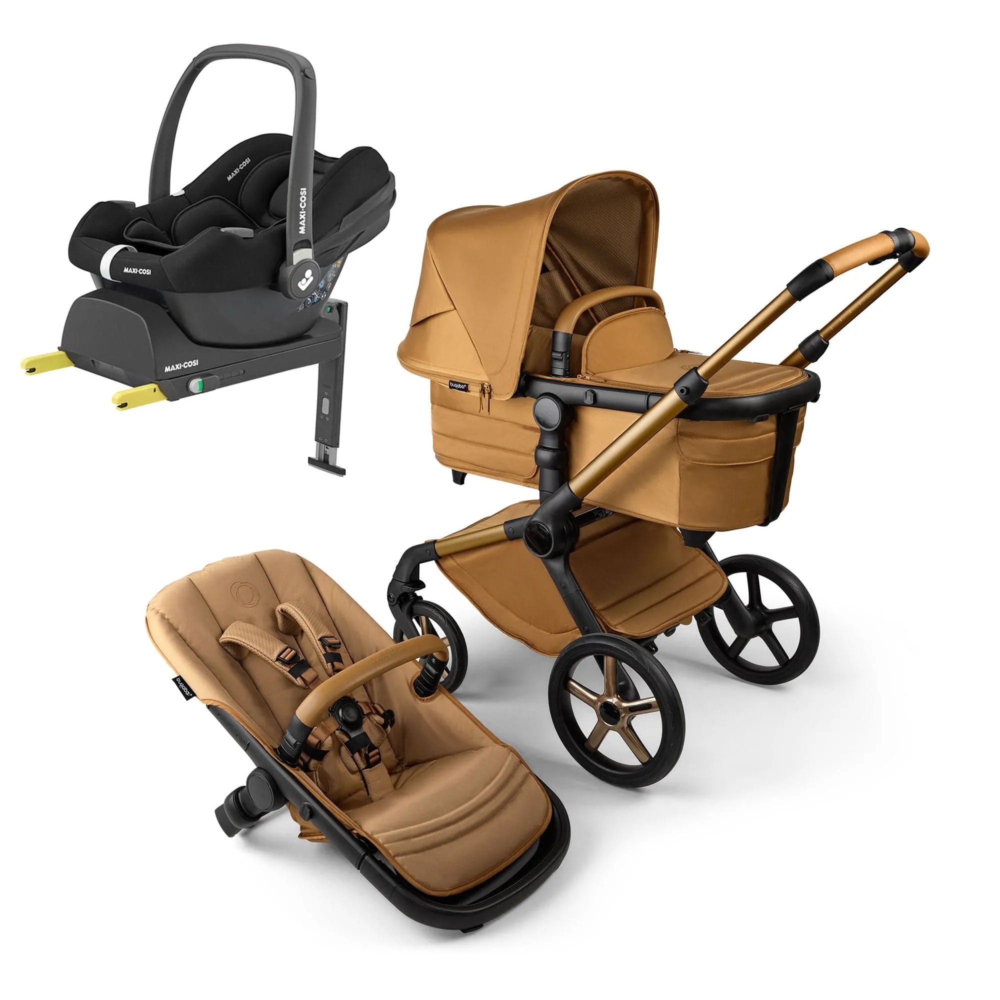 Bugaboo Fox 5 Noir Maxi-Cosi Travel System in Amber Glow