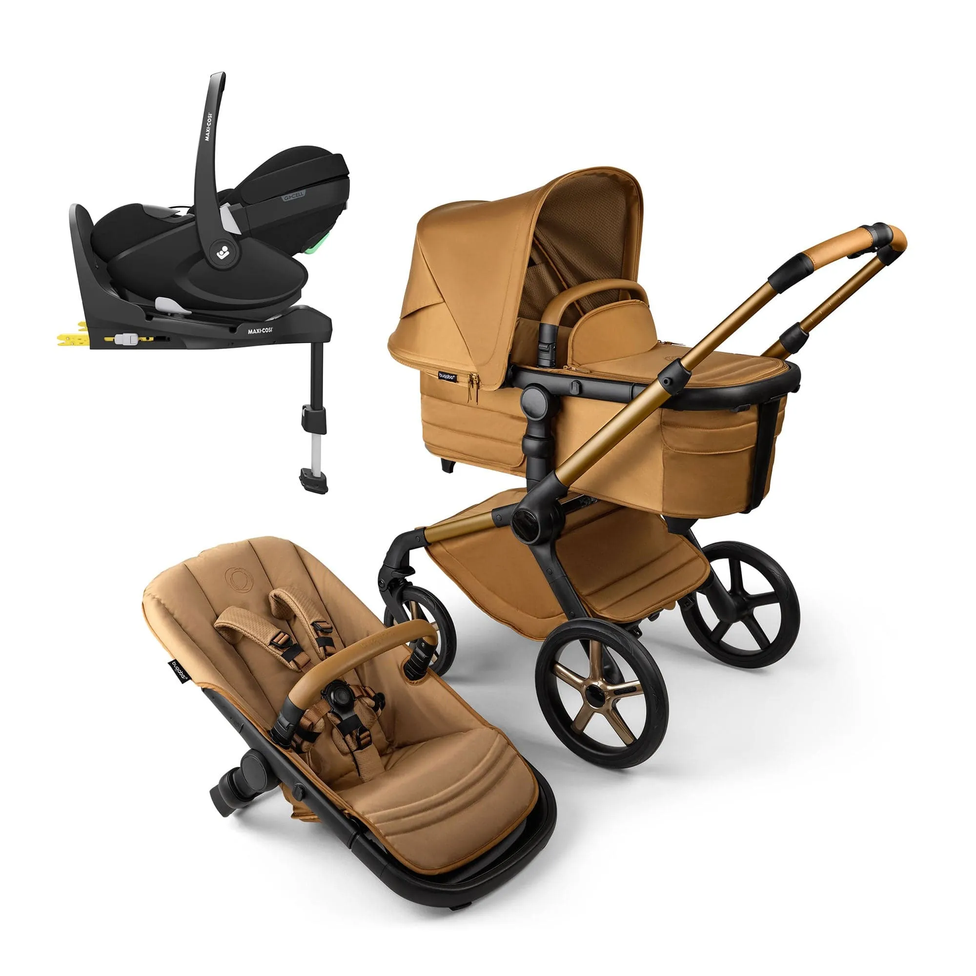 Bugaboo Fox 5 Noir Maxi-Cosi Travel System in Amber Glow