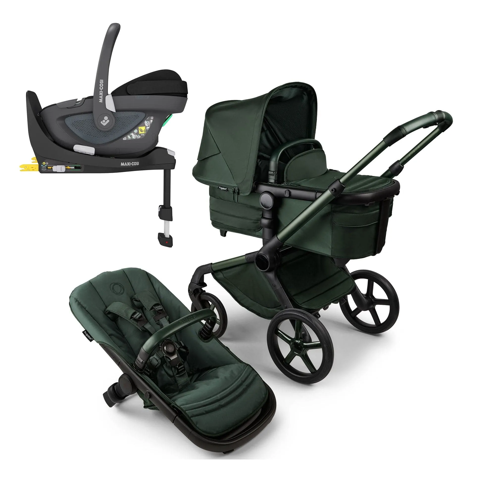 Bugaboo Fox 5 Noir Maxi-Cosi Travel System in Midnight Green