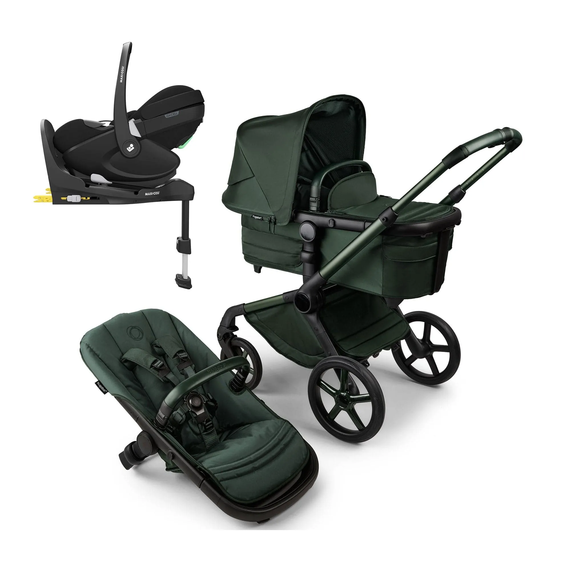 Bugaboo Fox 5 Noir Maxi-Cosi Travel System in Midnight Green