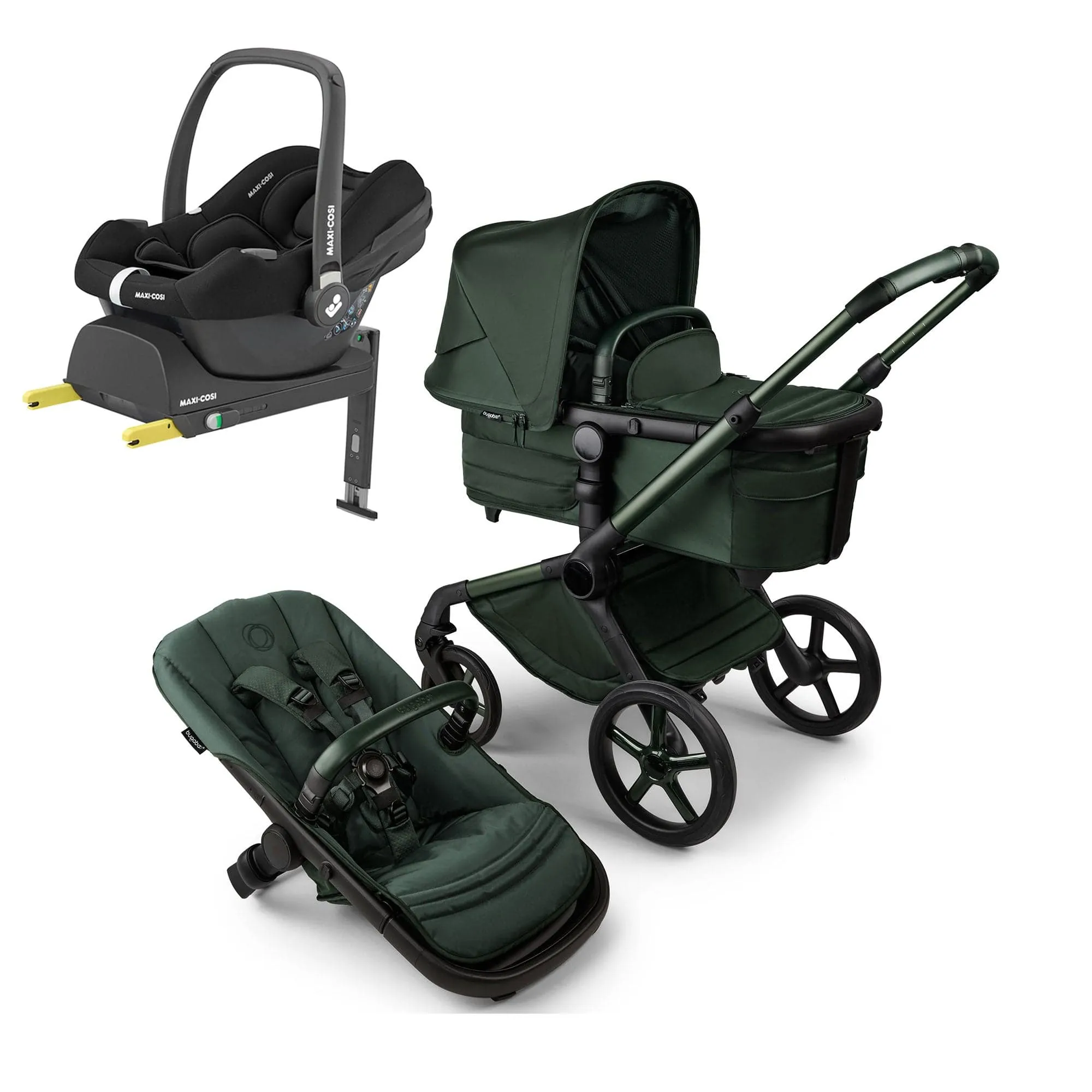 Bugaboo Fox 5 Noir Maxi-Cosi Travel System in Midnight Green