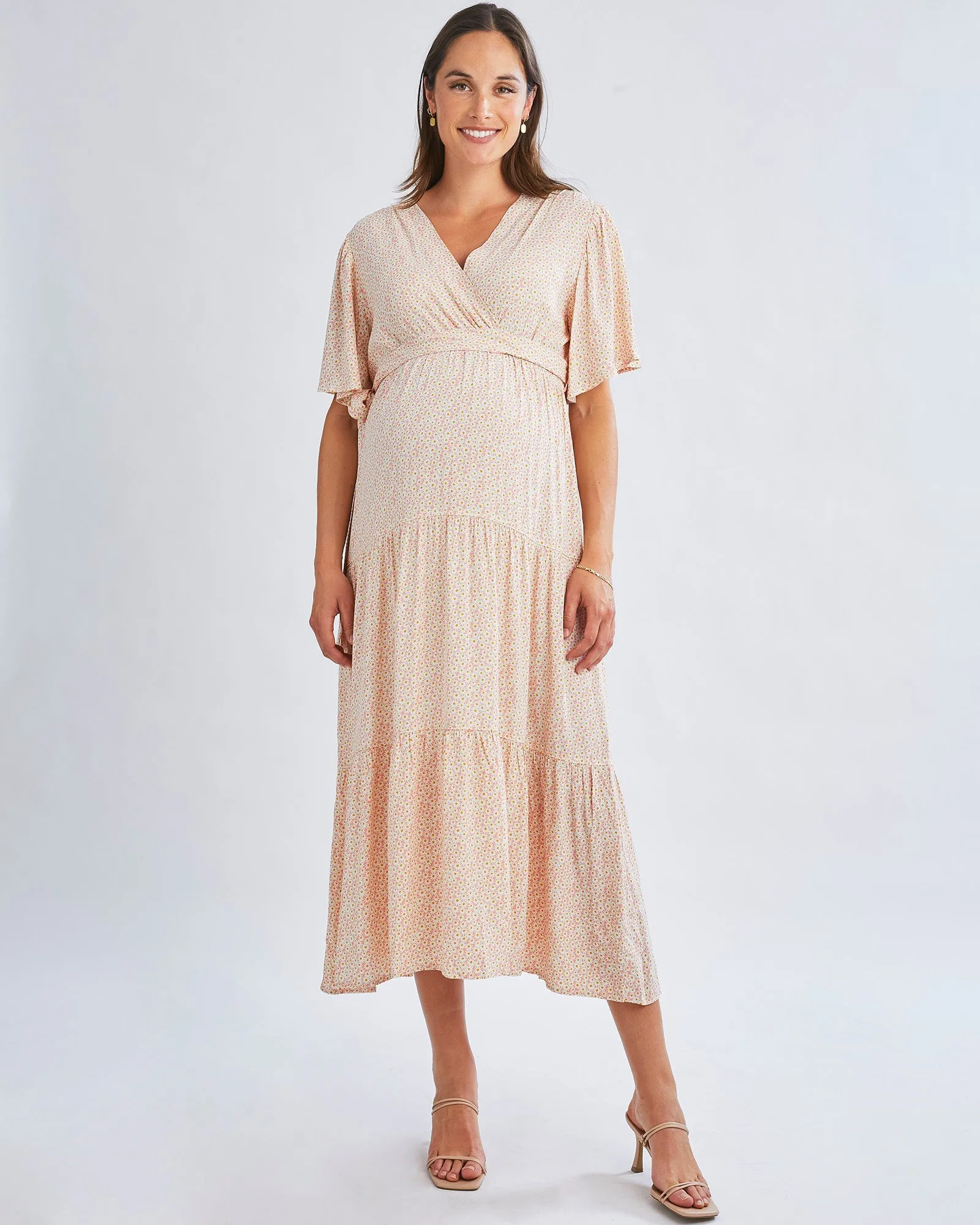 Cara Maternity Maxi Dress in Creamy Floral Glow