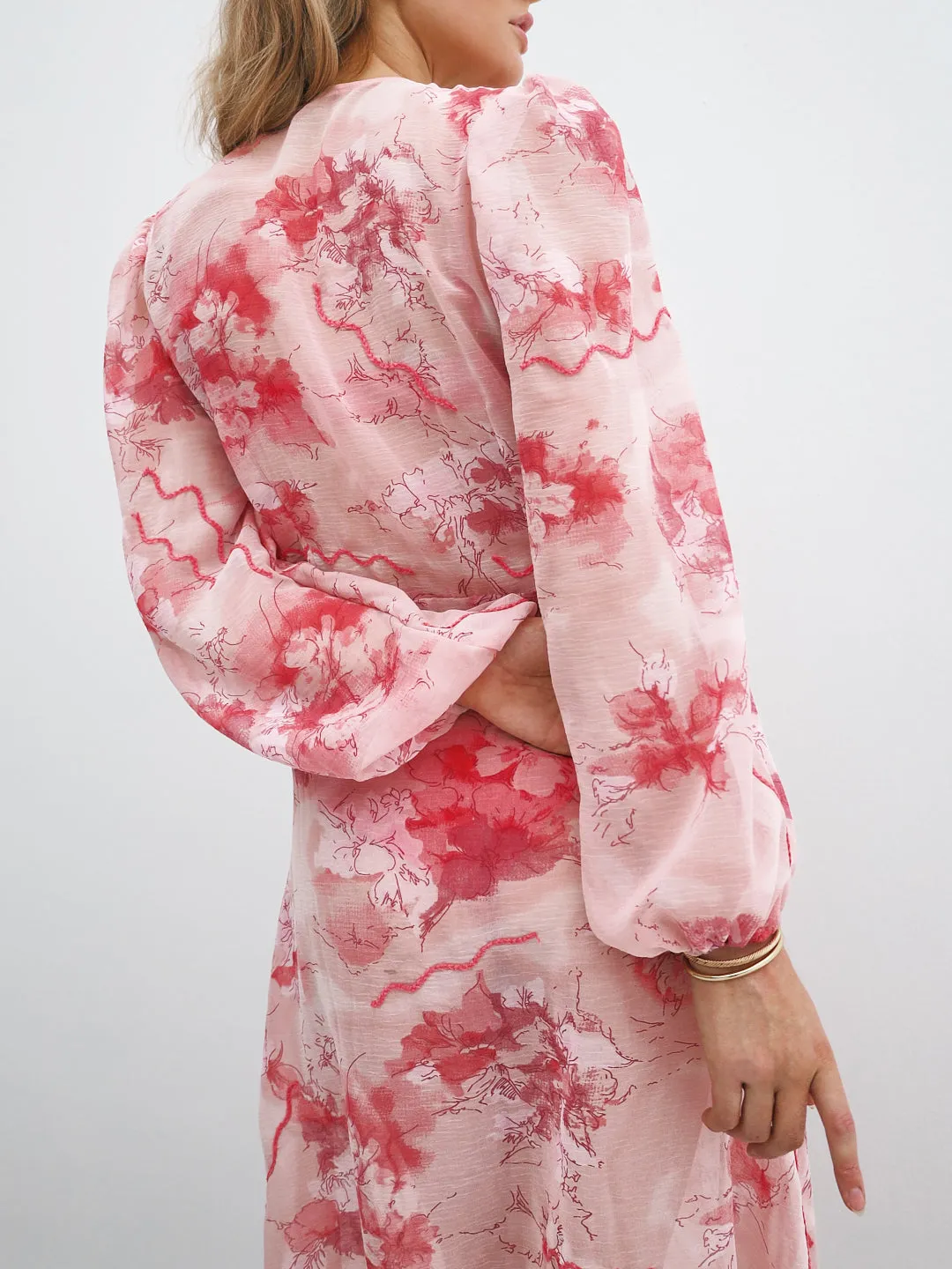 Casella Cover Up Semi Sheer Maxi Dress | Red/Pink
