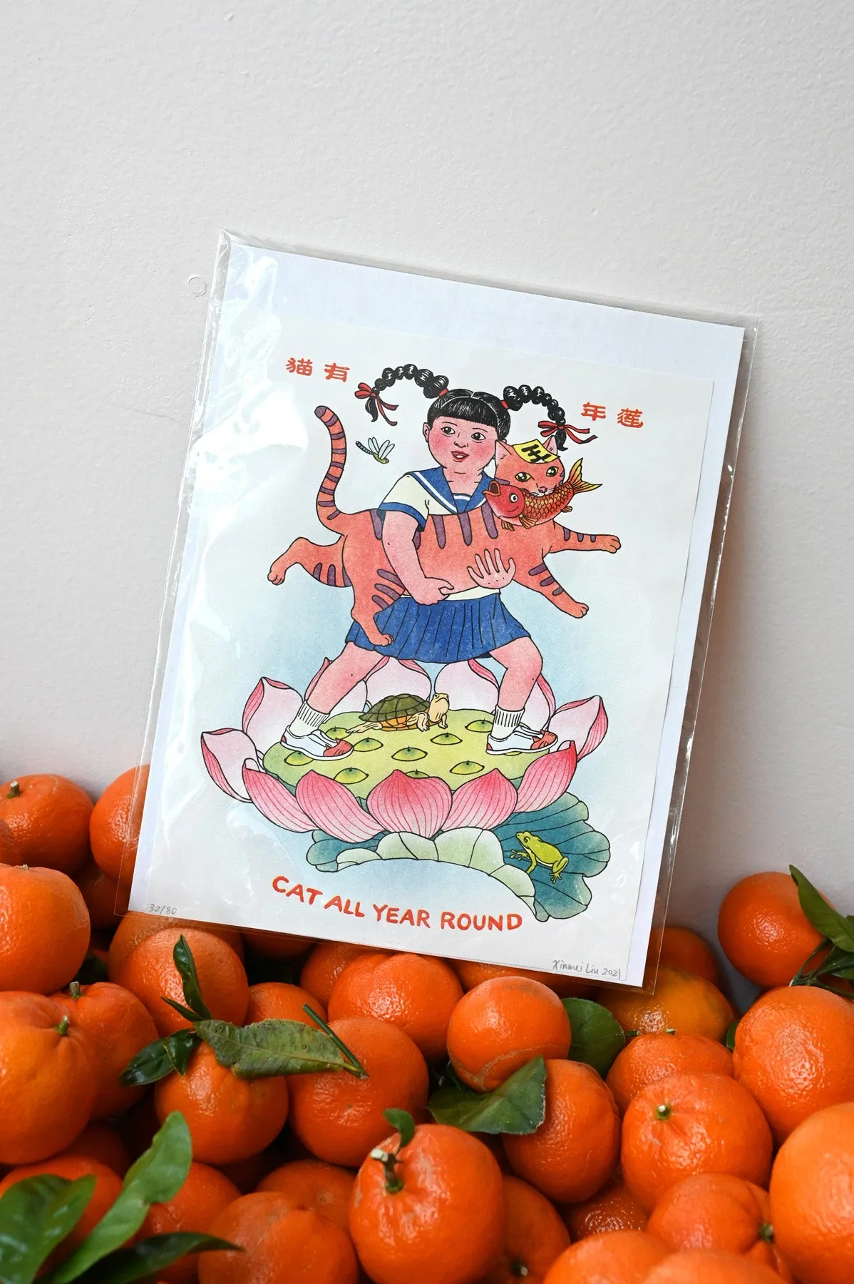 Cat All Year Round Riso Print