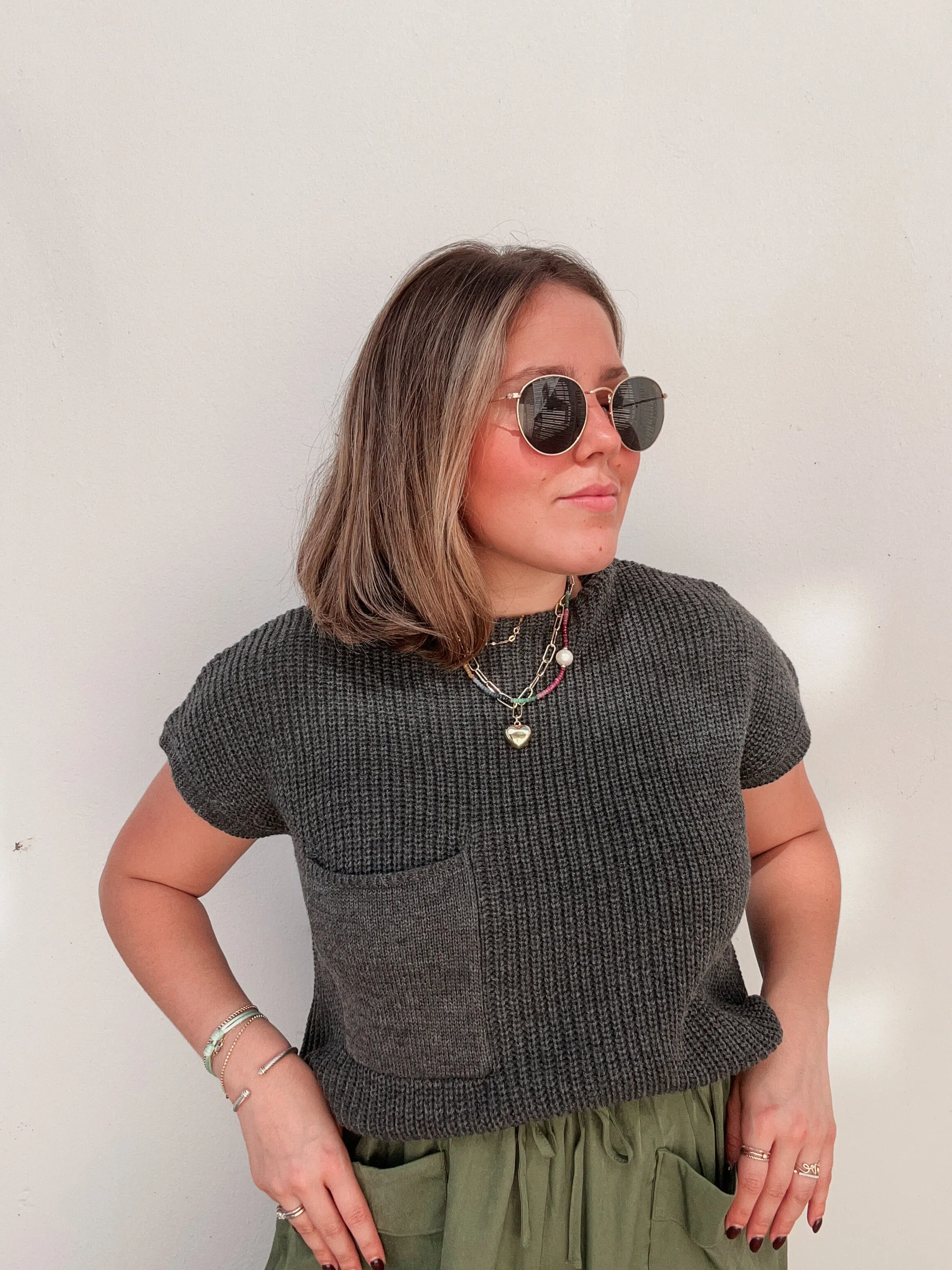 Charcoal Knit Top