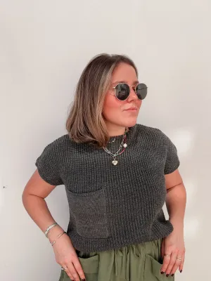 Charcoal Knit Top