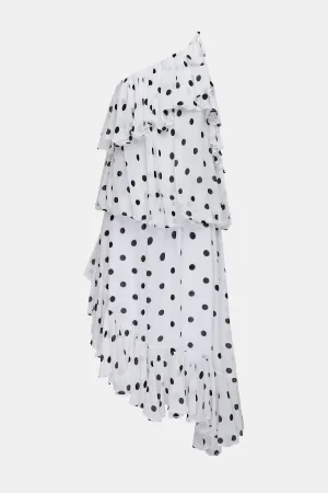 cosmic one shoulder frill dress