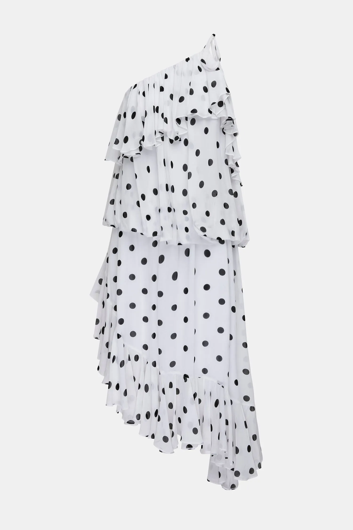cosmic one shoulder frill dress