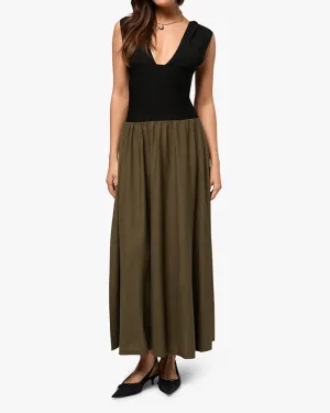 Deep V Corset Maxi Dress