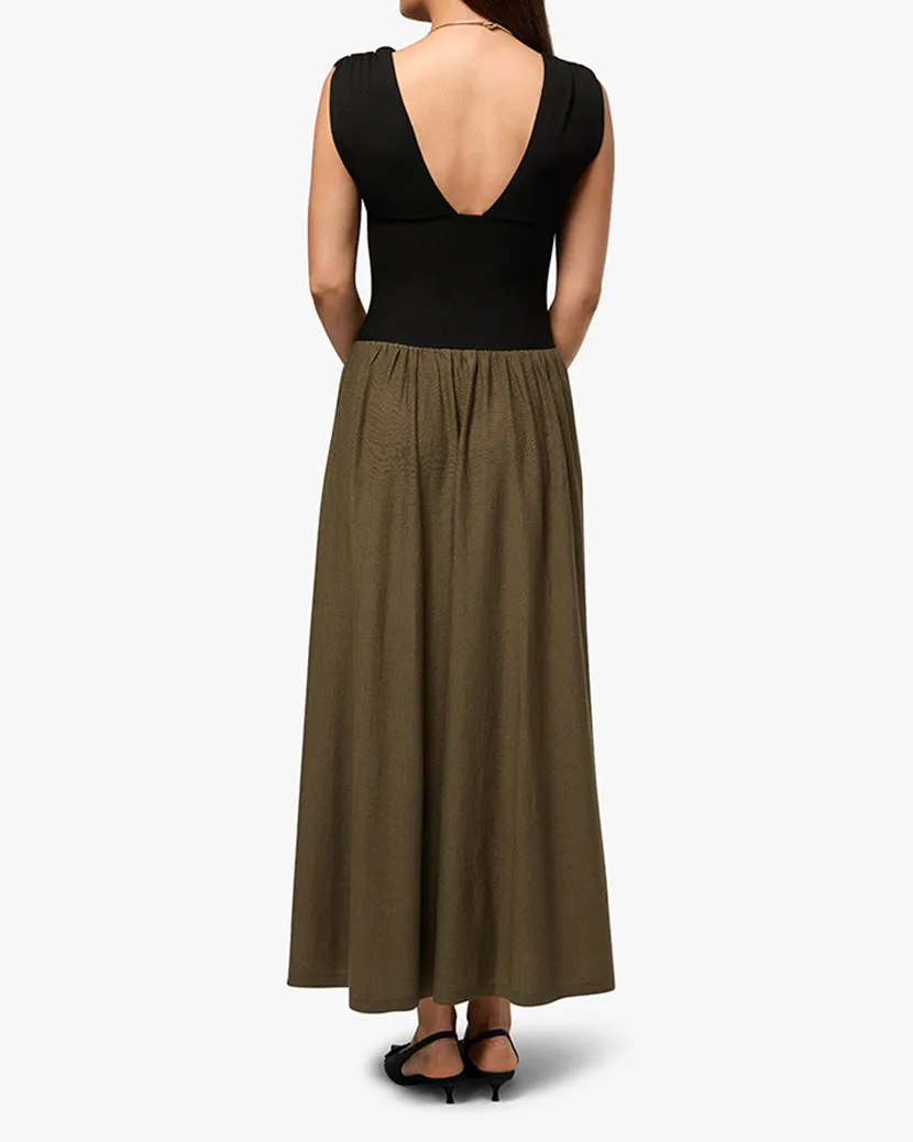 Deep V Corset Maxi Dress