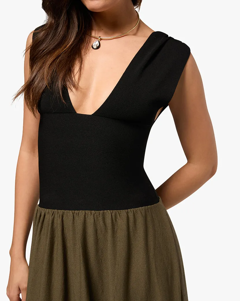 Deep V Corset Maxi Dress