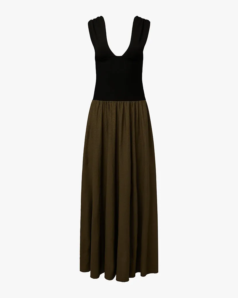 Deep V Corset Maxi Dress