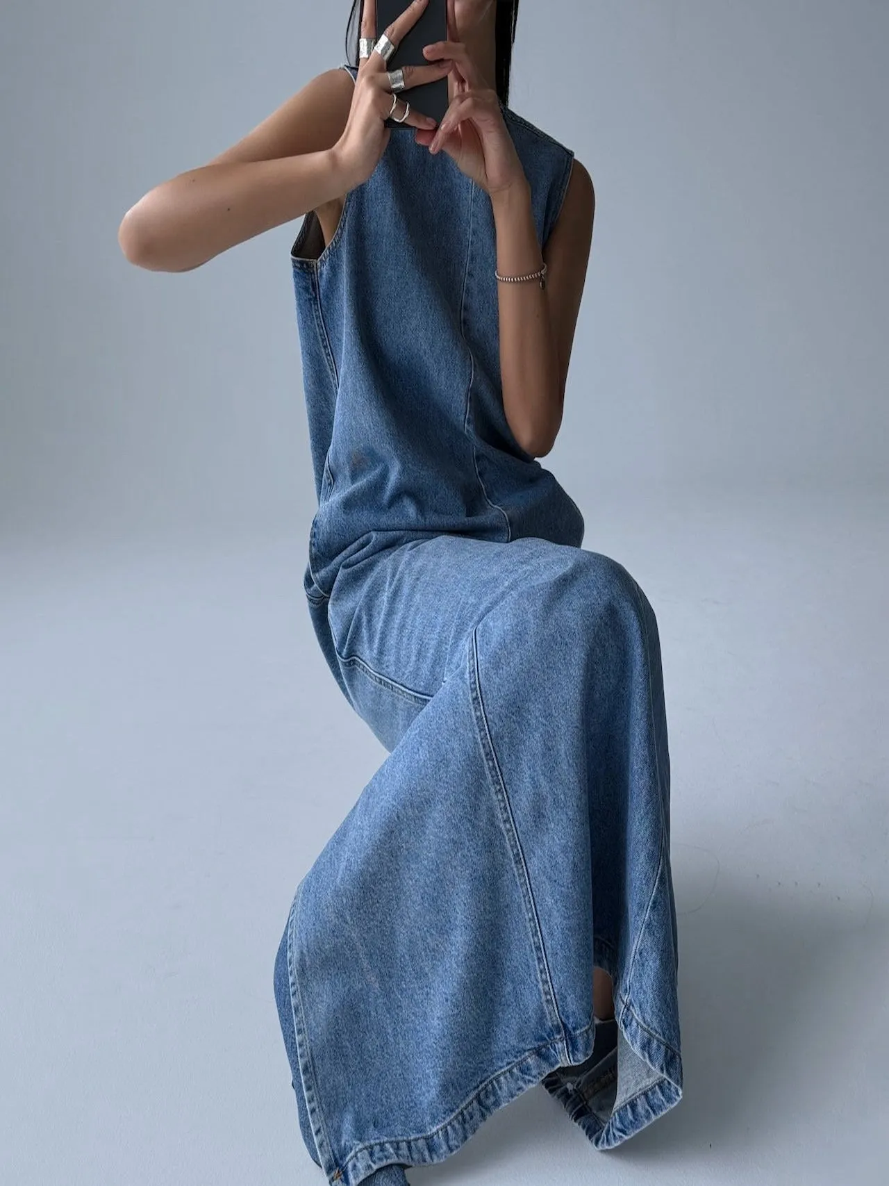 Denim Sleeveless Maxi Dress
