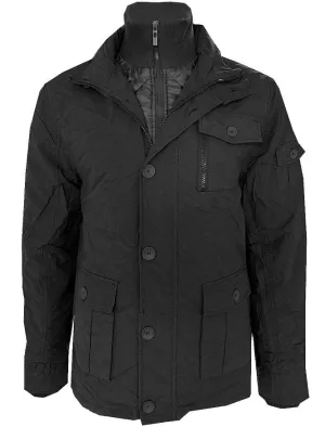 Dissident Cotton Mix Jacket with Quilted Jacket Insert in Black