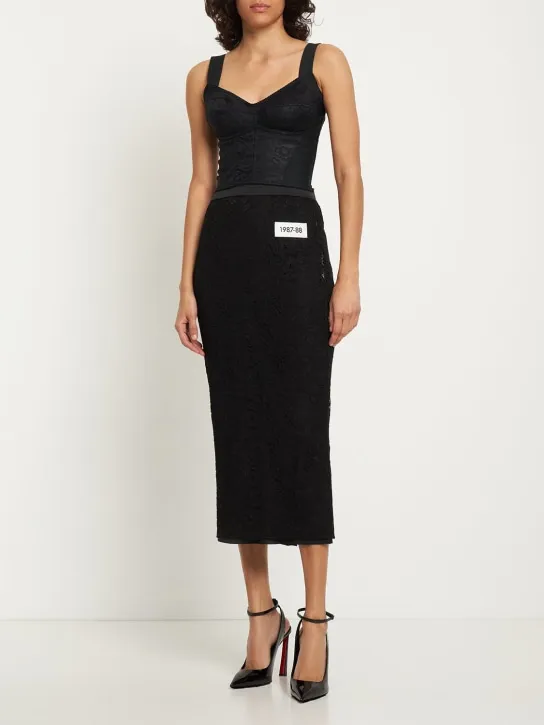 Dolce&amp;Gabbana   Floral lace longuette skirt 