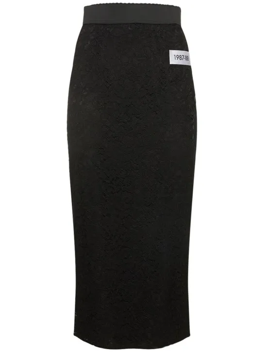 Dolce&amp;Gabbana   Floral lace longuette skirt 